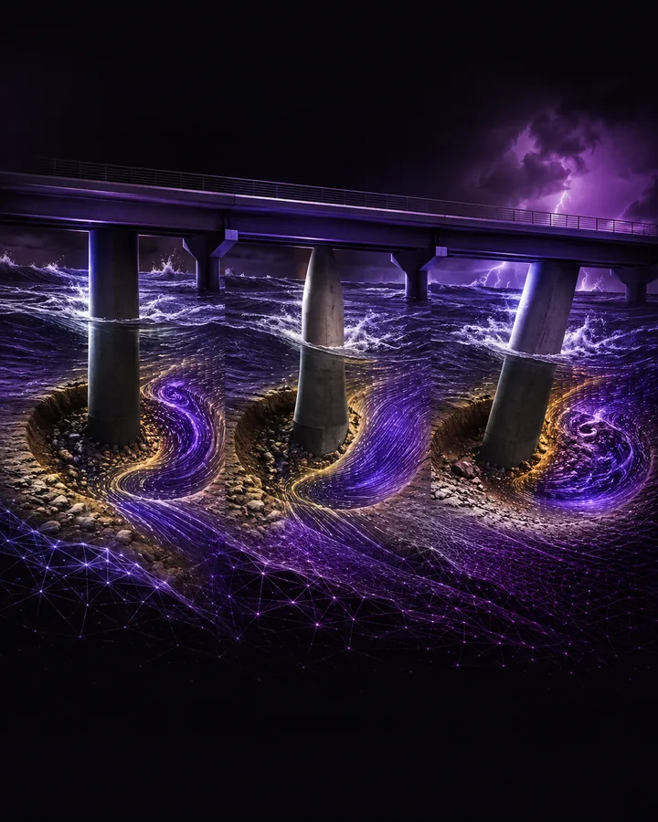 TELEMAC bridge-scour hydraulics simulation project visual
